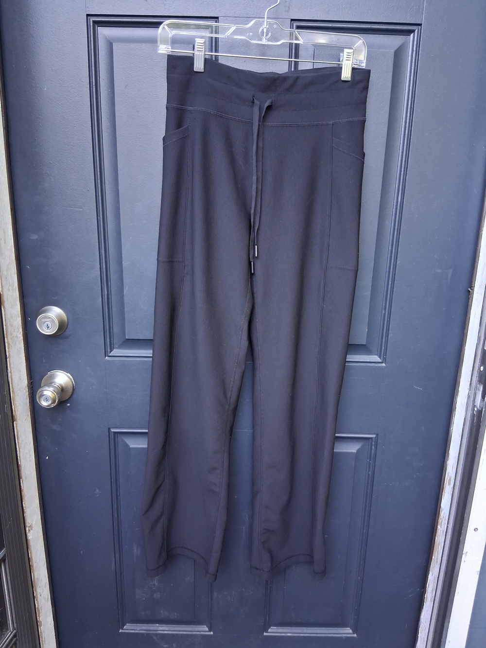 Black Straight-Leg Women's Pants with Drawstring